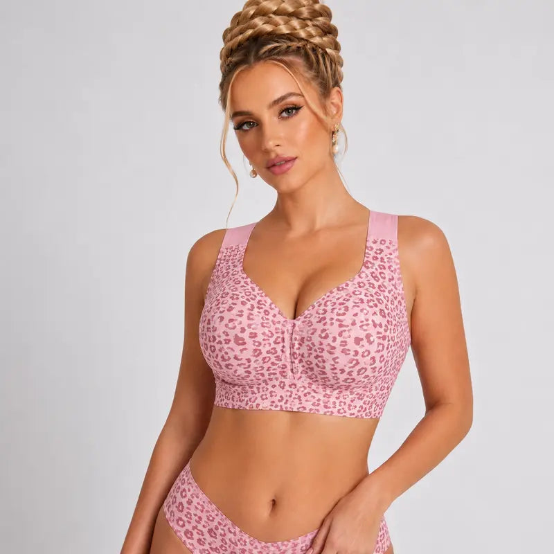 Women’s Wireless Posture Correction Bra with Front Closure & Wide Straps